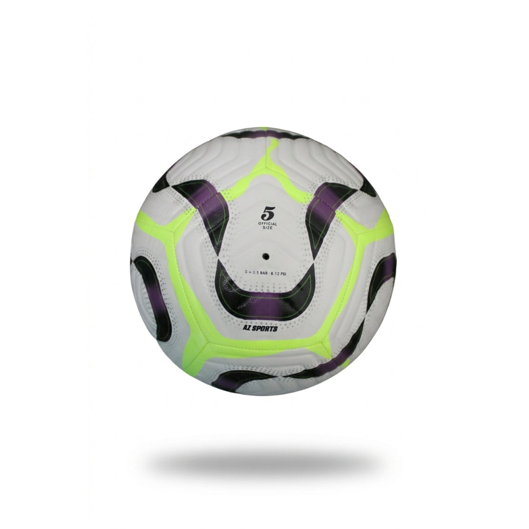 Aerodynamic Soccer Ball – Multi-Layer Precision Stitching – White/Neon/Purple Pro Design