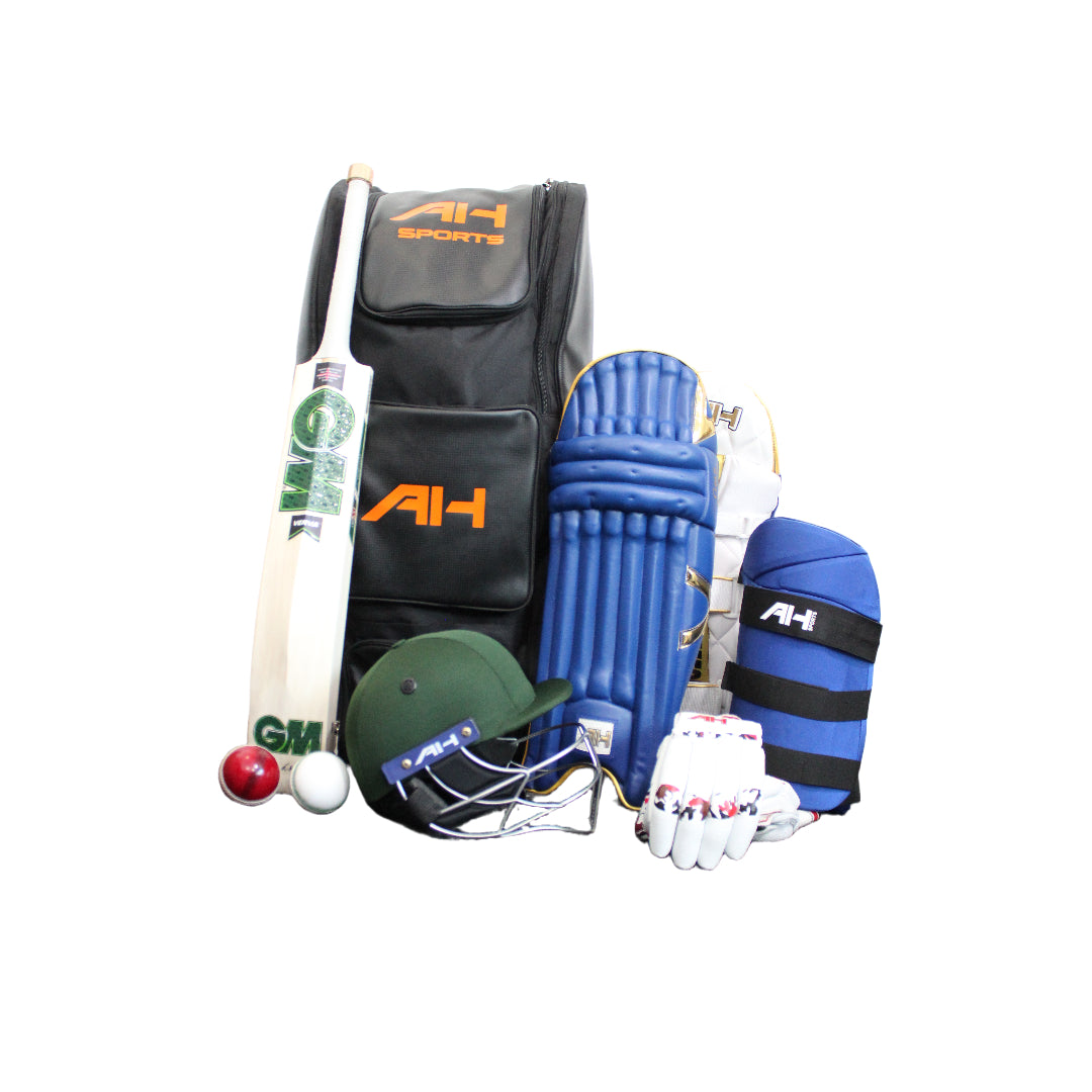 Complete Cricket Kit – Full Set with Bat, Pads, Gloves, Helmet, Thigh Guard & Bag
